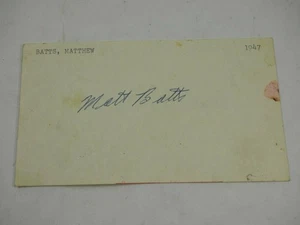 Matt Batts Signed Autographed Index Card 1947 - Picture 1 of 4