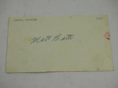 Matt Batts Signed Autographed Index Card 1947 - Image 1 of 4
