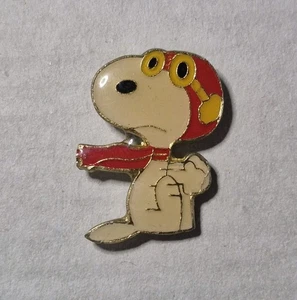 Vintage Schultz Peanuts Snoopy 80's Enamel Pin Red Baron Aviation Pilot NOS - Picture 1 of 3