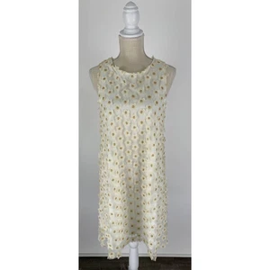 Lili Sidonio Flower Sleeveless Shift Woven Dress Womens XS Light Beige New Gold - Picture 1 of 8