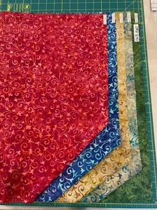 Batik Sample Card - 100% cotton - 5 fabrics - 21"w x 17"l -#145 - Picture 1 of 2