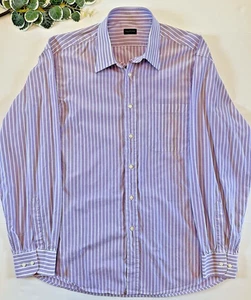 Camisa Valentino Roma Para Hombre L 17.5 (44) Púrpura Rayas Manga Larga Abotonada - Imagen 1 de 7
