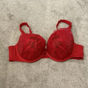 Sujetador Lane Bryant Cacique 46C rojo metálico de encaje Boost con aros acolchado - Imagen 1 de 5
