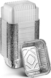 Disposable Takeout Pans with Clear Lids | 1Lb Capacity Aluminum Foil Food Contai - Picture 1 of 12