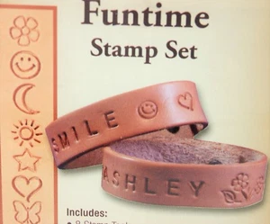 Realeather Funtime Stamp Set w/ 8 Stamp Tools 1 Handle 8 Wristbands T4910-08 - Picture 1 of 4