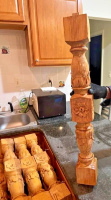 Postes de madera tallada europea de roble $30 cada 90 postes postes de ajuste columnas de pilares Foto 1 de 4