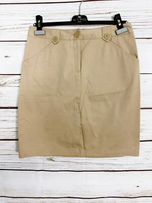 Falda recta elástica Hillard & Hanson para mujer talla 8 beige bolsillos cremallera frontal Foto 1 de 4