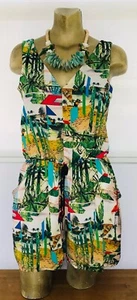 Nicole by NICOLE MILLER Tropical Flamingo Resortwear ROMPER  Shorts Playsuit M - Picture 1 of 10