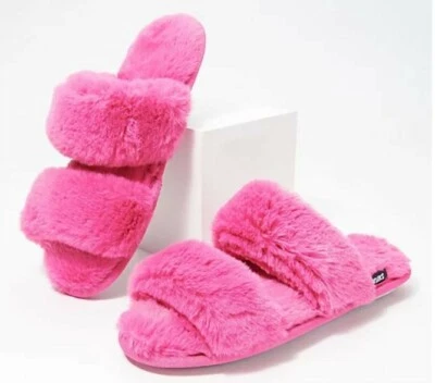 MUK LUKS Faux Fur Slide Strap Slippers Women's Size 7 Pink - Image 1 of 2