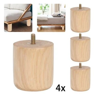 4x Wooden Sofa Legs replacement tapered feet for stool bed chair TURNED WOOD - Picture 1 of 12