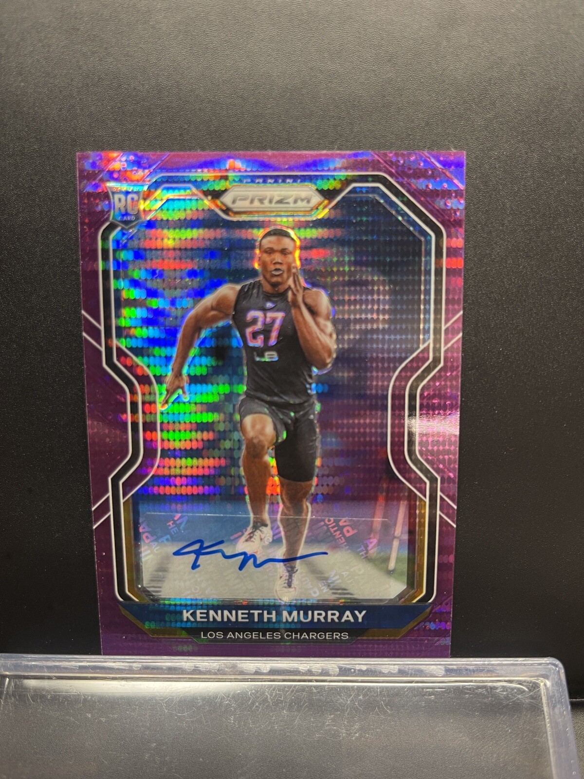 2020 Panini Prizm - Kenneth Murray Purple Pulsar Auto #327 - Chargers Sooners