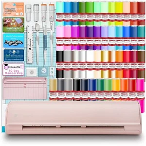 Silhouette Pink Cameo 5 w/ Advanced Blade Pack, 38 Oracal Sheets, Siser HTV - Picture 1 of 24