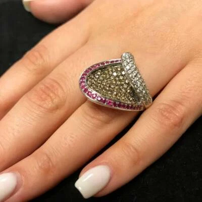 One-Of-A-Kind 0.72CT Round Ruby With Brown & White 1.CT Simulated Sapphire Rings - Image 1 of 4