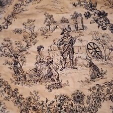 HTF JCPenney Toile French Country King Pillow Sham Black Cream Ruffle Family