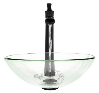 Fregadero de vaso de vidrio de color directo MR, cristal, grifo de recipiente, bronce antiguo Foto 1 de 3