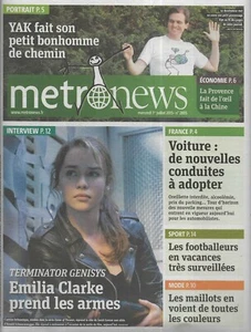 METRO NEWS n°2805 01/07/2015 Emilia Clarke/ YAK & Elyx/ Footballeurs en vacances - Imagen 1 de 1