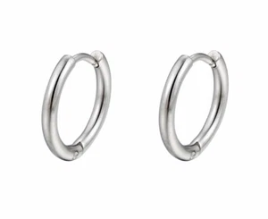 Stainless Steel Silver Hoop Earrings By AT Jewellery - Picture 1 of 2