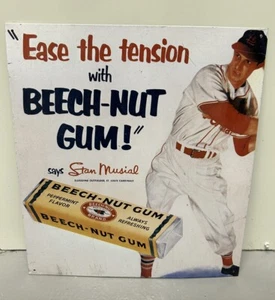 1950'S Stan Musial Beechnut Gum Baseball Vintage Tin Sign - Picture 1 of 2