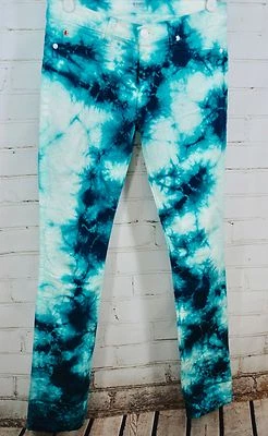 Jeans HUDSON Tilda Puños Rectos Tiro Medio Lucy in the Sky Tie Dye 27x30 Verde Foto 1 de 4