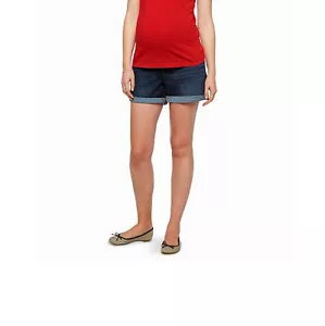 LIZ LANGE MATERNITY UNDER THE BELLY DARK BLUE DENIM SHORTS SIZE S 4 6 NEW - Picture 1 of 3
