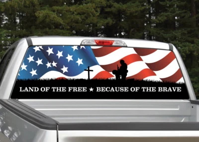 Fallen Warrior American Flag Military Window Decal Graphic for Truck SUV - Image 1 of 3