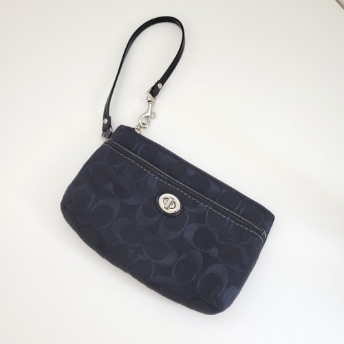 Borsa a tracolla Coach Firma Coach portafoglio piccola borsa tessuto tela nera