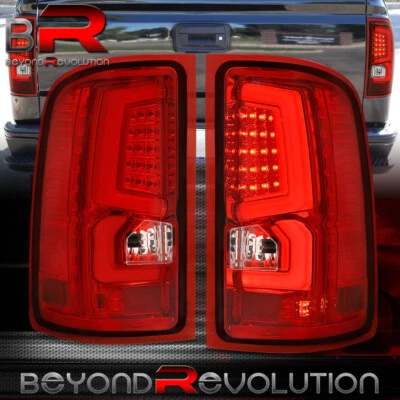 For 2007-2014 Sierra 2500HD 3500HD Red Lens LED Brake Stop Tail Light Lamps Set - Image 1 of 4