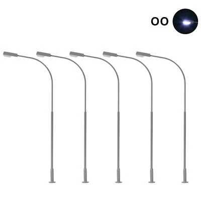 5pcs Model Trains HO Scale 1:87 Metal Metal Lamp Street Light Bright White LEDs - Image 1 of 4