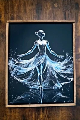 Impresión de arte de pared de lona de bailarina de agua, danza abstracta decoración del hogar madera de 8"x10" Foto 1 de 3
