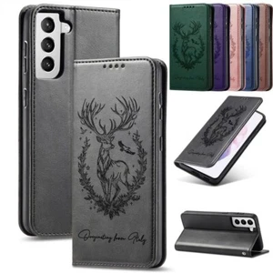 Leather Elk Deer Wallet Cover Case for Huawei P60 P50 Y7 Y6 P smart Mate 50 60 - Picture 1 of 18
