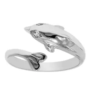Sterling Silver Dolphin By Pass Style Adjustable Toe Ring - Picture 1 of 4