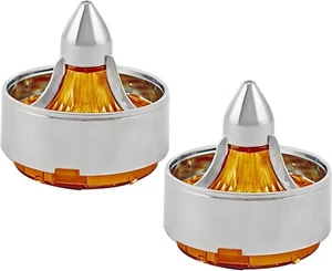 2'' Turn Signal Light Covers Turbine Replacement Amber Lenses Clip On For Harley - Picture 1 of 5