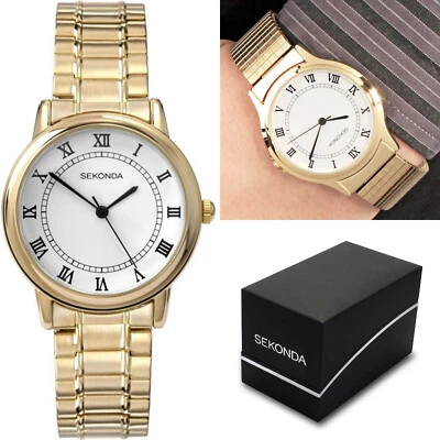 Reloj Sekonda Hombre Correa Expandible Dorada con Esfera Blanca Foto 1 de 4