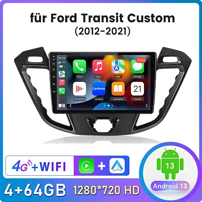 8Kern 4+64GB Autoradio Navi Android 13 GPS 2 Din Für Ford Transit Custom 2012-21 - Bild 1 von 4