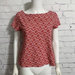 Camicetta donna Postmark Anthropologie S rossa bianca righe ricamate floreali S/S - Foto 1 di 4