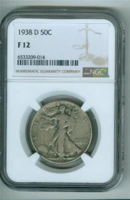 U.S. 1938-D WALKING LIBERTY HALF DOLLAR NGC F-12 - Image 1 of 2