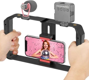 Smartphone Video Rig, Filmmaking Vlogging Case, Phone Video Stabilizer Grip Tri - Picture 1 of 4