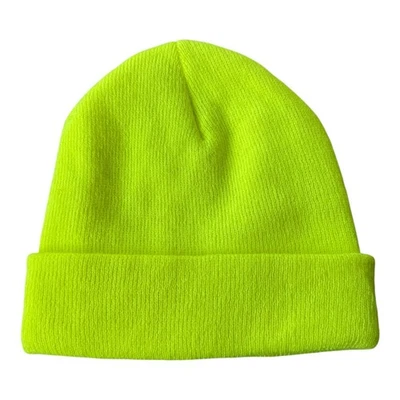 Urban Outfitters неоновый желтый вязаный Beanie сделано в США Y2K фестиваль яркая шляпа - Изображение 1 из 4