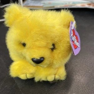 SWIBCO Vintage Puffkins BUTTERCUP Bear Tag 6674 Yellow Round Beanie Plush Toy - Picture 1 of 1