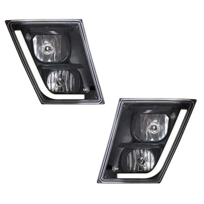 Par de luces antiniebla laterales para conductor y pasajero Volvo VN/VNL 2003-2017 carcasa cromada Foto 1 de 4