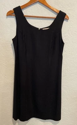 Y2K Vintage Black Sheath Dress Women 8 Linen-Rayon Classic Minimalist Office LBD - Image 1 of 4