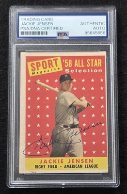 1958 JACKIE JENSEN Signed Topps All-Star Baseball Card-BOSTON RED SOX-PSA - Image 1 of 4