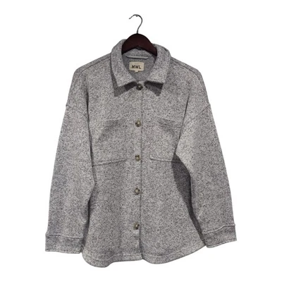 Madewell MWL (Re)sourced Sweater Fleece Shirt-Jacket Heather Grey Size Medium - Image 1 of 4