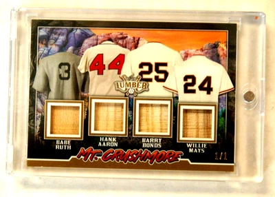 Folha 2024 Mt. Crushmore #MC-17 Babe Ruth/Hank Aaron/B. Relíquia Bonds/Mays HOF 1/1 - Imagem 1 de 2