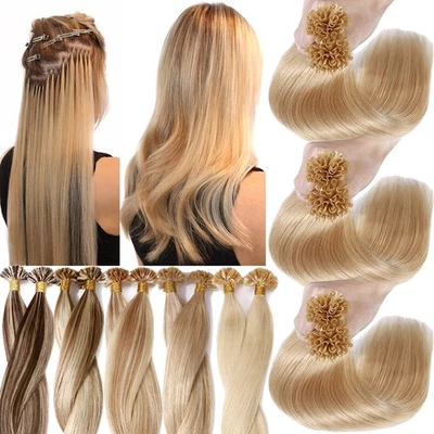 Thick Nail U Tip Human Hair Extensions Keratin Fusion Real Russian Remy Hair 1G - Image 1 of 4