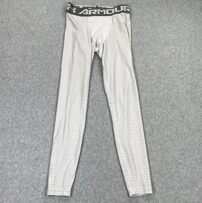 Under Armour Men’s M Compression Pants White Geometric Tapered HeatGear Pull On - Image 1 of 4