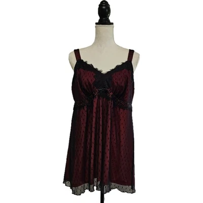 Babydoll Soma Rojo Negro Encaje Cami Talla XL Vamp Fairy Grunge  Foto 1 de 4
