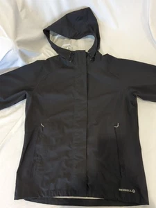 Women's MERRELL Opti-shell Rain Jacket Windbreaker Small Black Full Zip - Picture 1 of 9