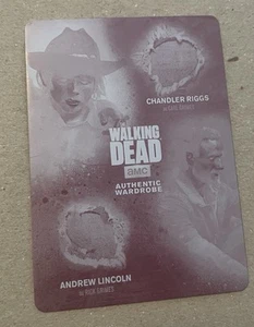 WALKING DEAD SEASON 4 MAGENTA PRINTING PLATE RICK CARL GRIMES DUAL WARDROBE 1/1 - Picture 1 of 2