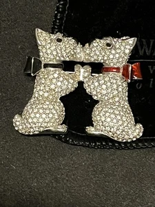 Swarovski Kissing Scottish Terriers Brooch Original Tag & Pouch - Picture 1 of 6